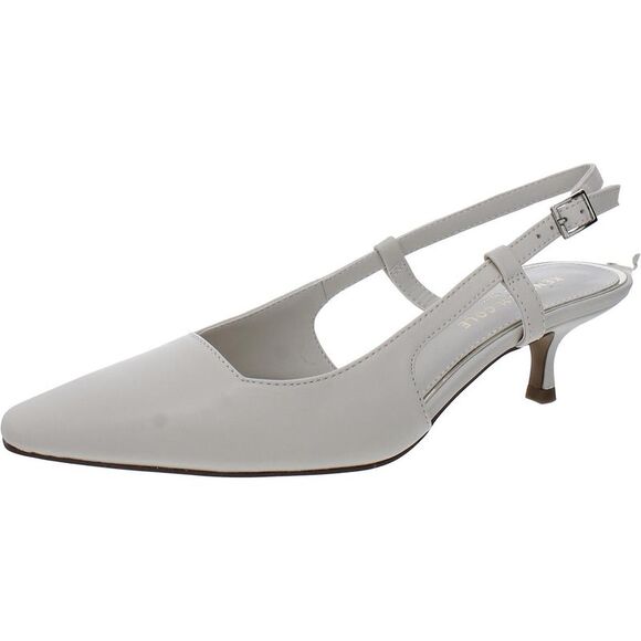 Kenneth Cole New York Womens Martha Ivory Leather Slingback Heels